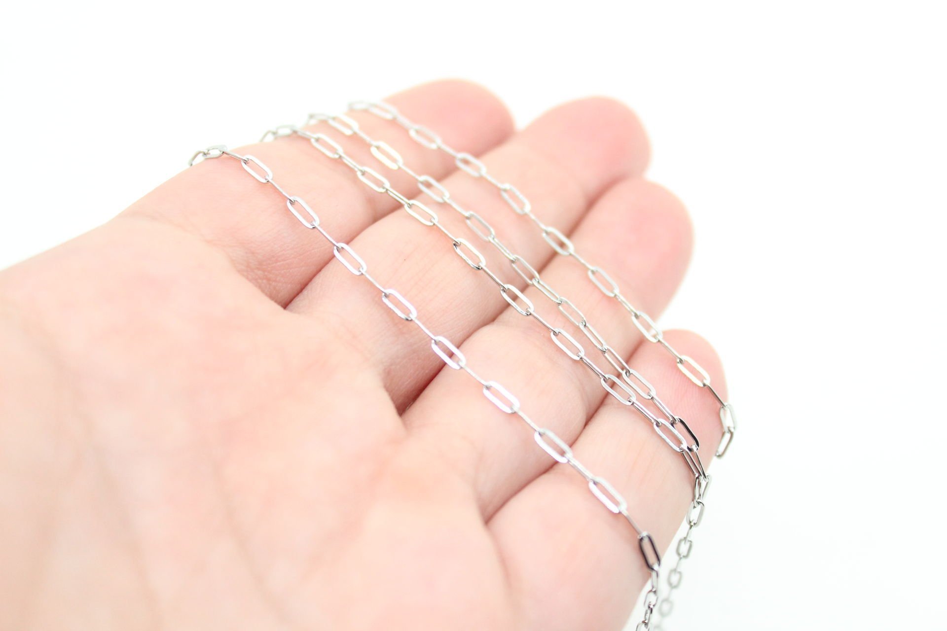 Çelik Gümüş Minik İnce Ataç Zincir