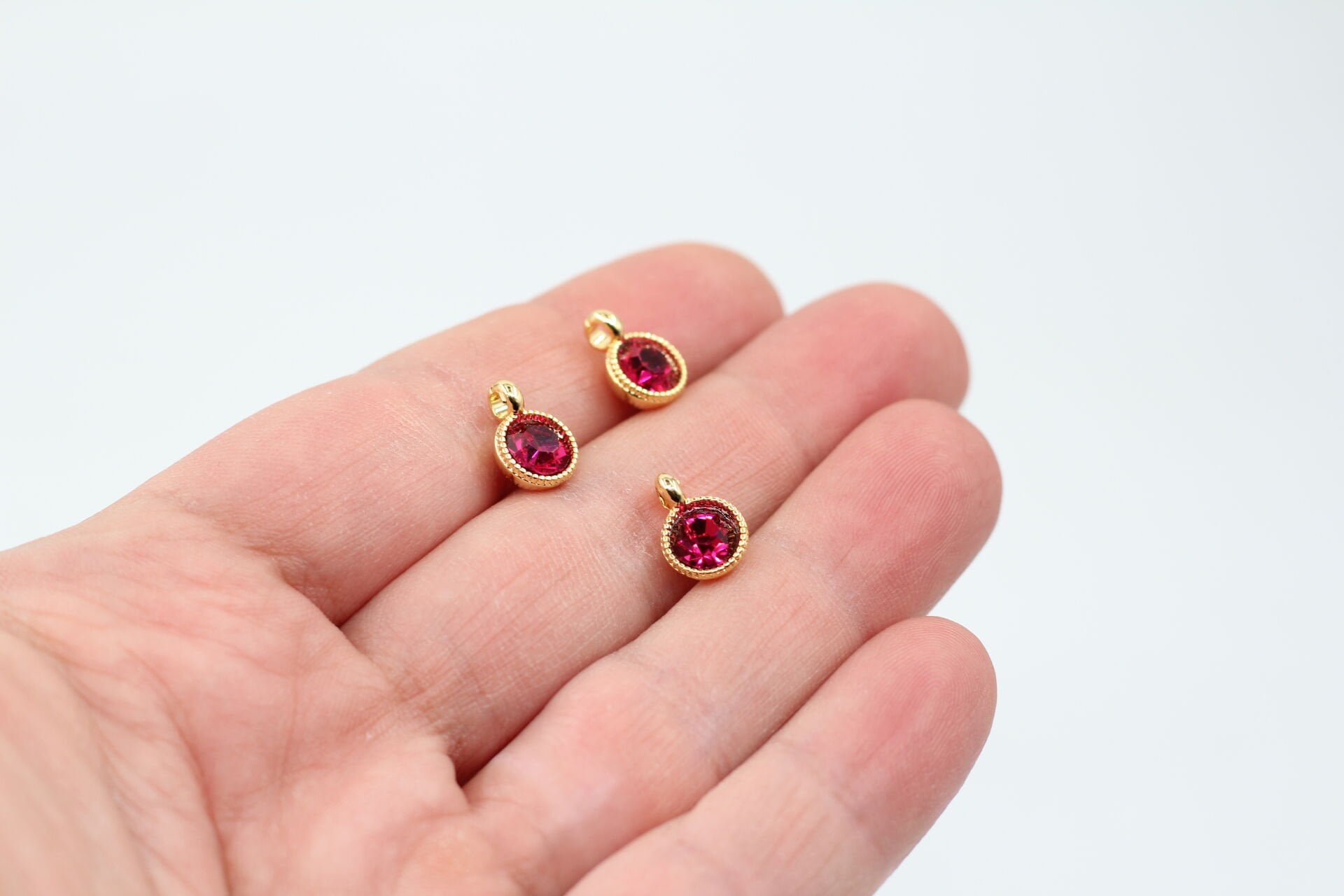 Altın Kaplama Tek Taş Sallantı Aparat Fuşya