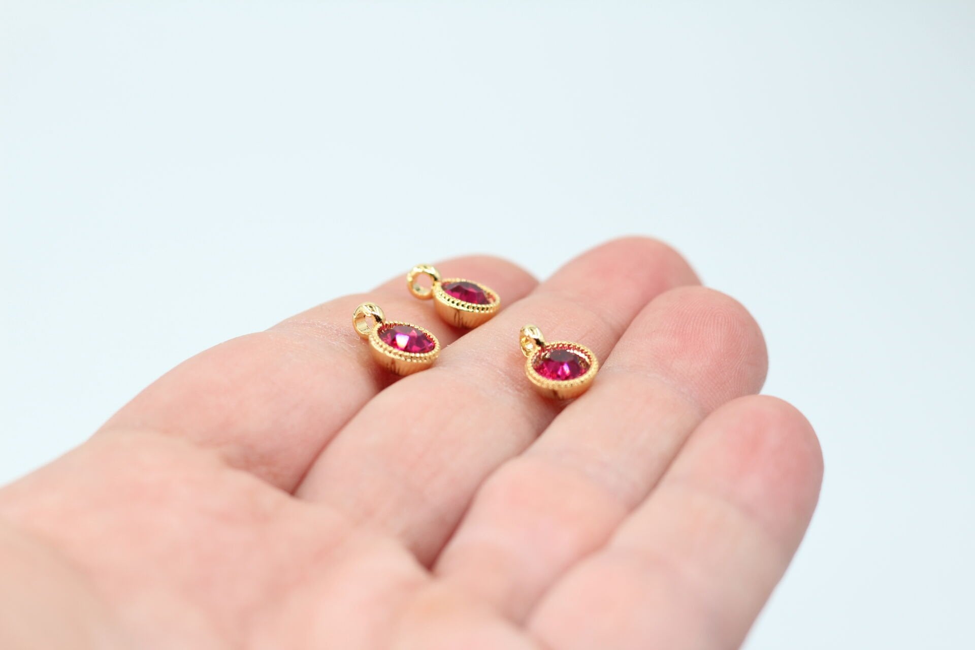 Altın Kaplama Tek Taş Sallantı Aparat Fuşya