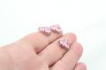 Rodyum Kaplama 3 Zirkon Taşlı Kalp Pembe 