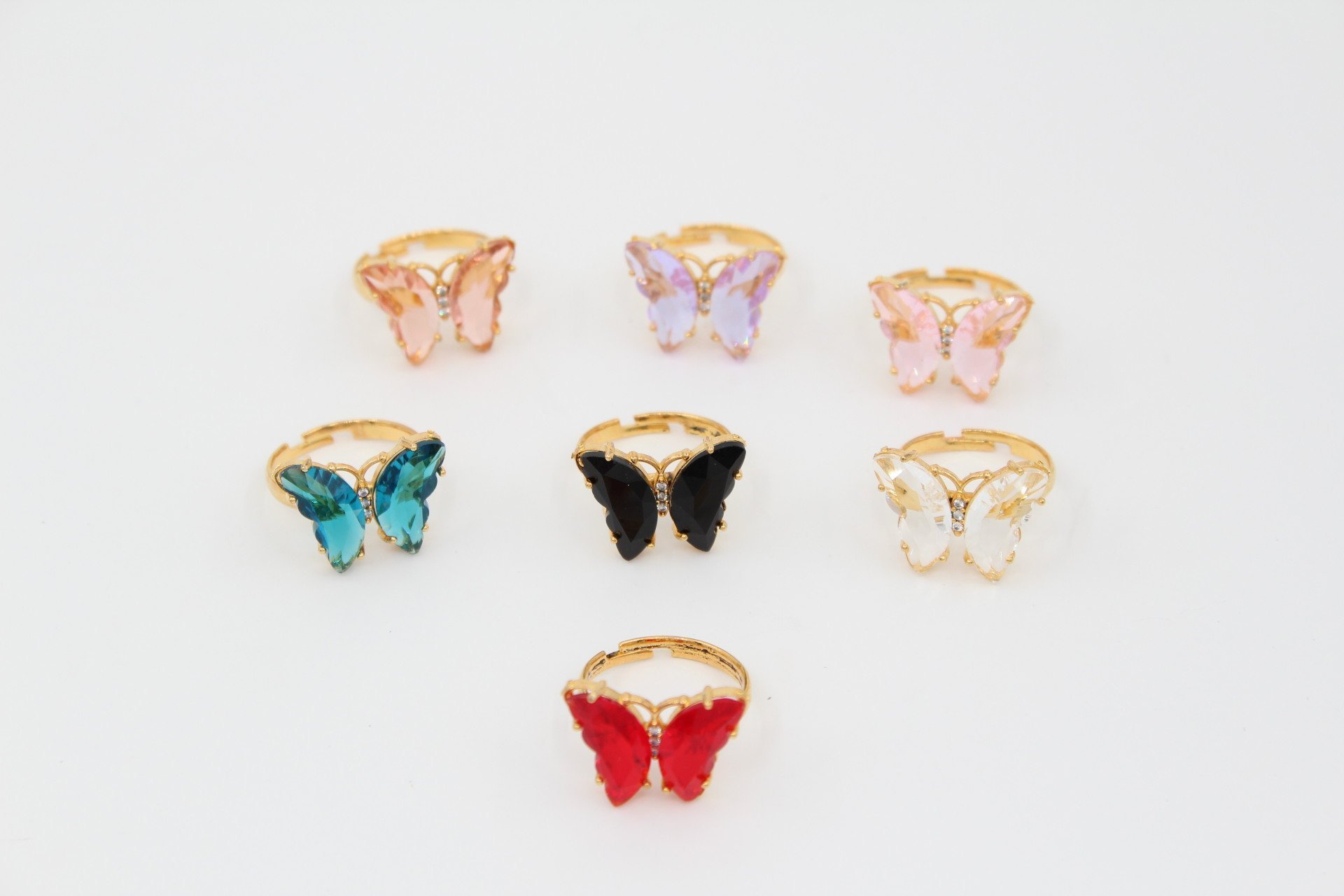 Altın Kap. Cam Kelebek Yüzük