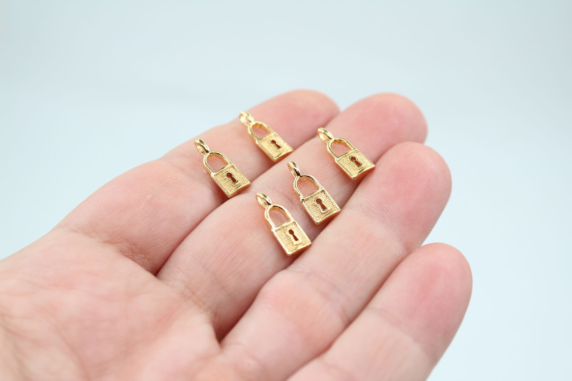 Altın Kaplama Döküm Küçük Kilit Kolye Ucu