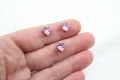 Rodyum Kaplama 8mm Zirkonlu Kalp Kolye Ucu Pembe 