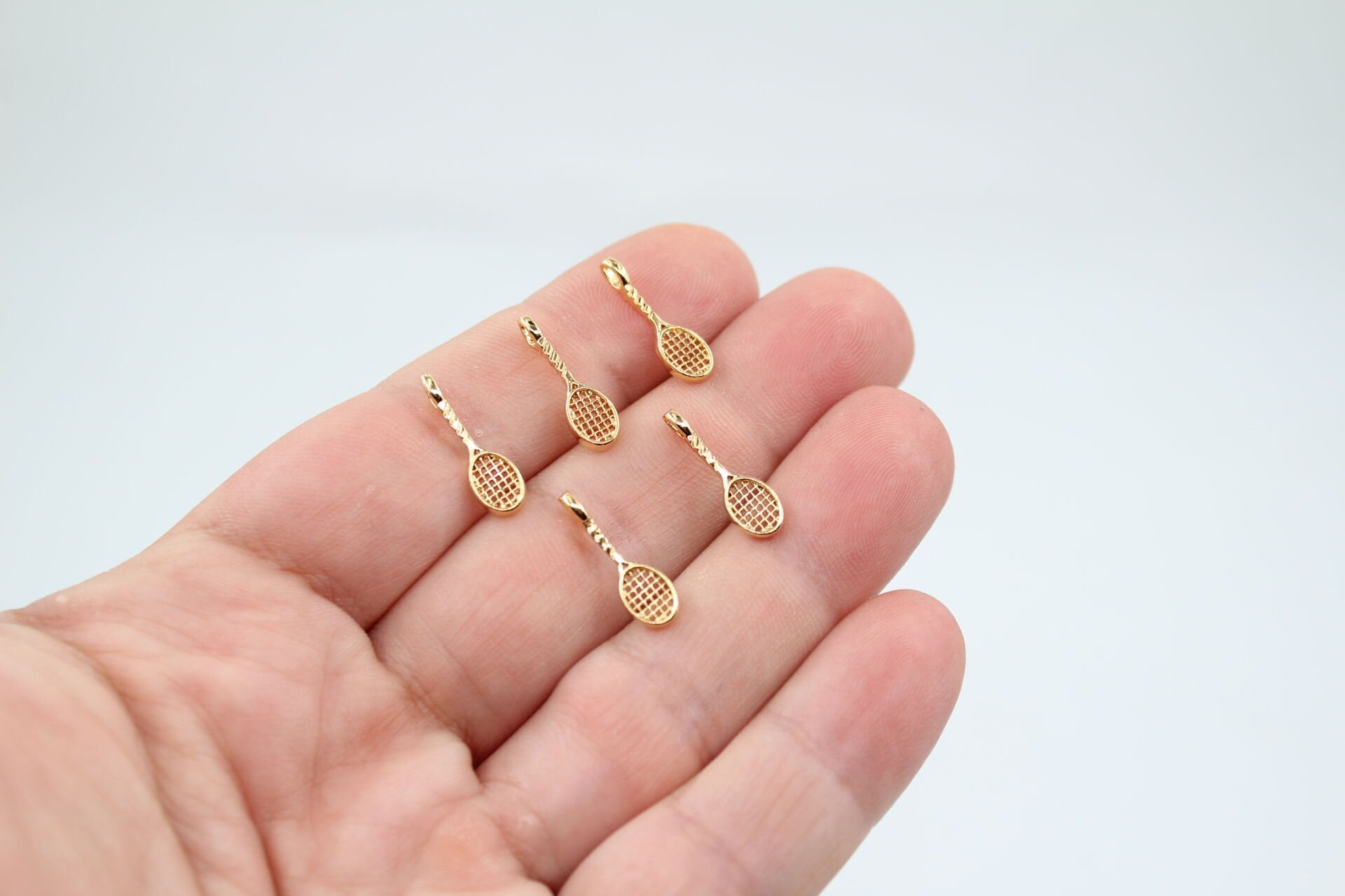 Altın Kaplama Döküm Küçük Raket Kolye Ucu