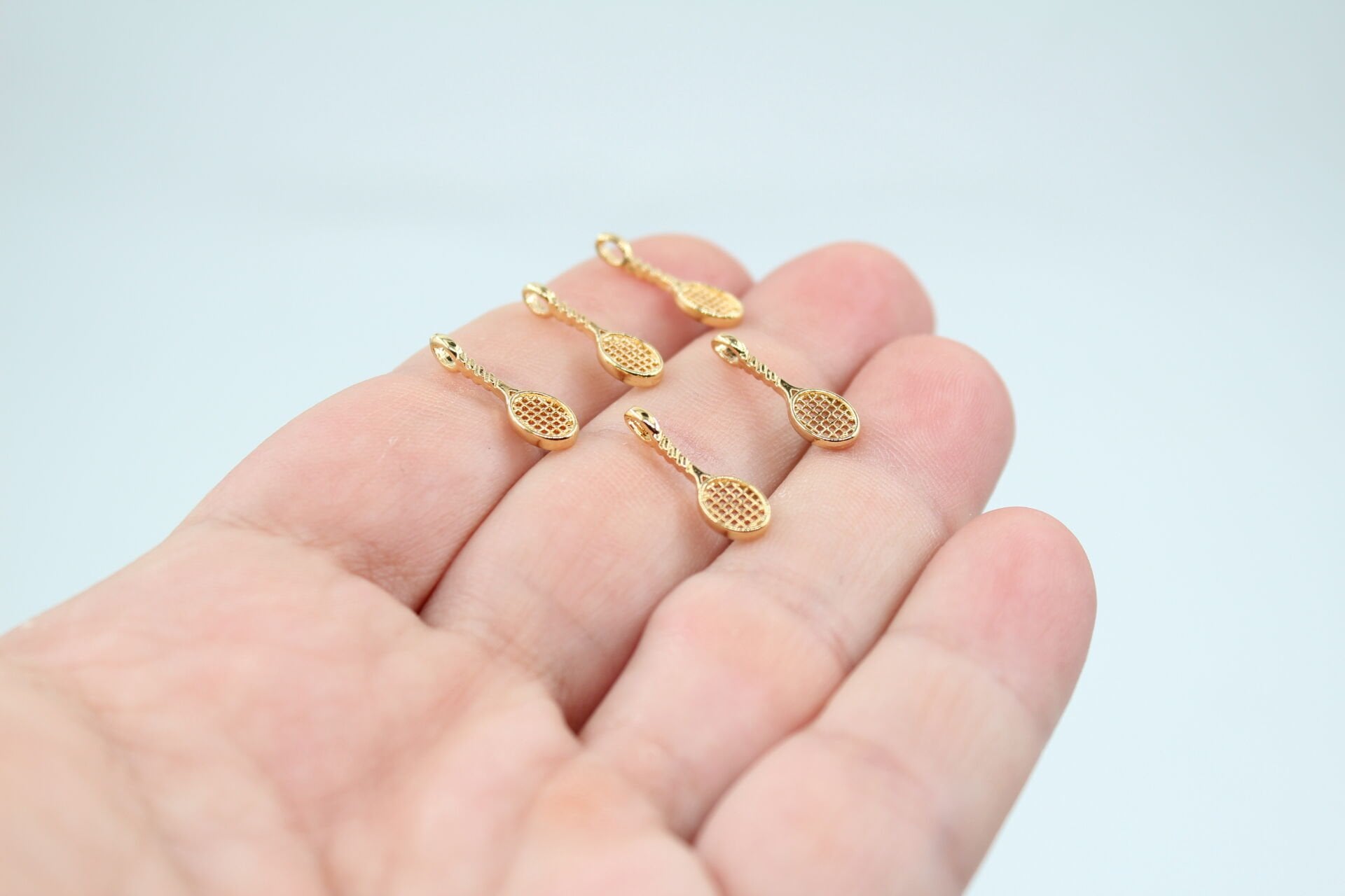 Altın Kaplama Döküm Küçük Raket Kolye Ucu