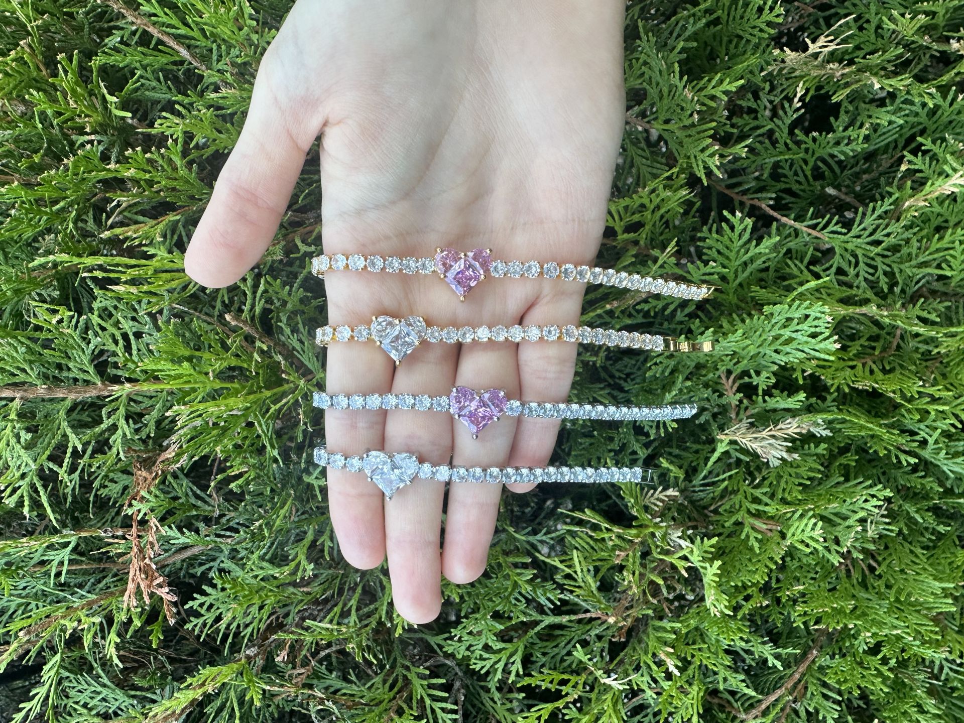 Altın Kaplama 3 taşlı Kalp Su Yolu Bileklik