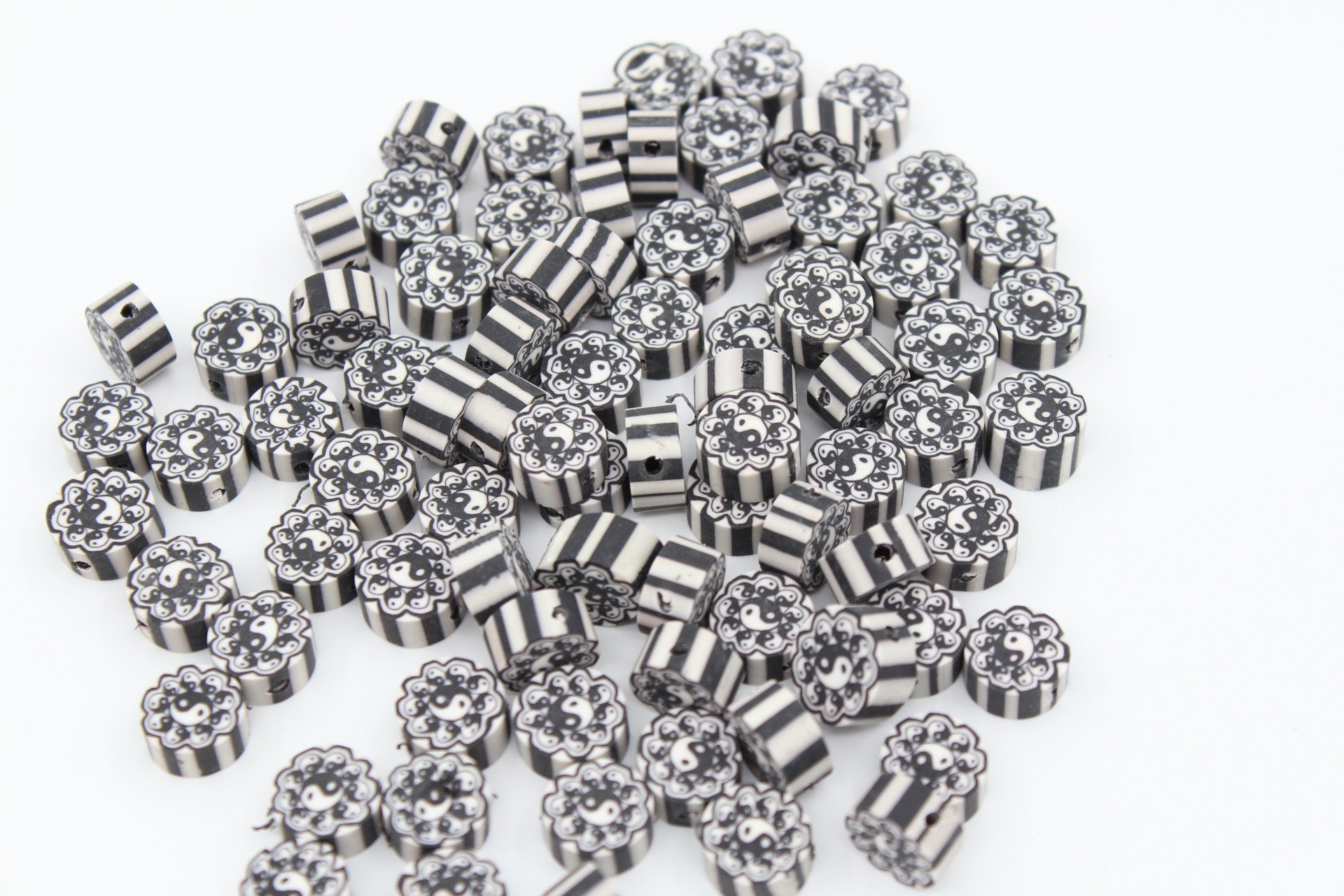 Siyah Beyaz Çiçek Yinyang 10 Adet