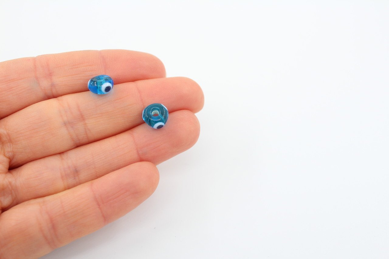 6mm Yuvarlak Şeffaf Mavi Murano