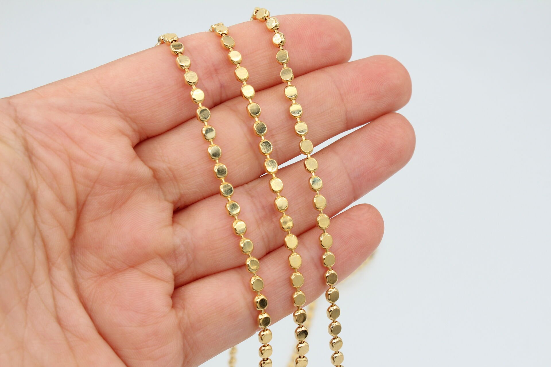 Altın Kap. Basık Top Zincir 1mt