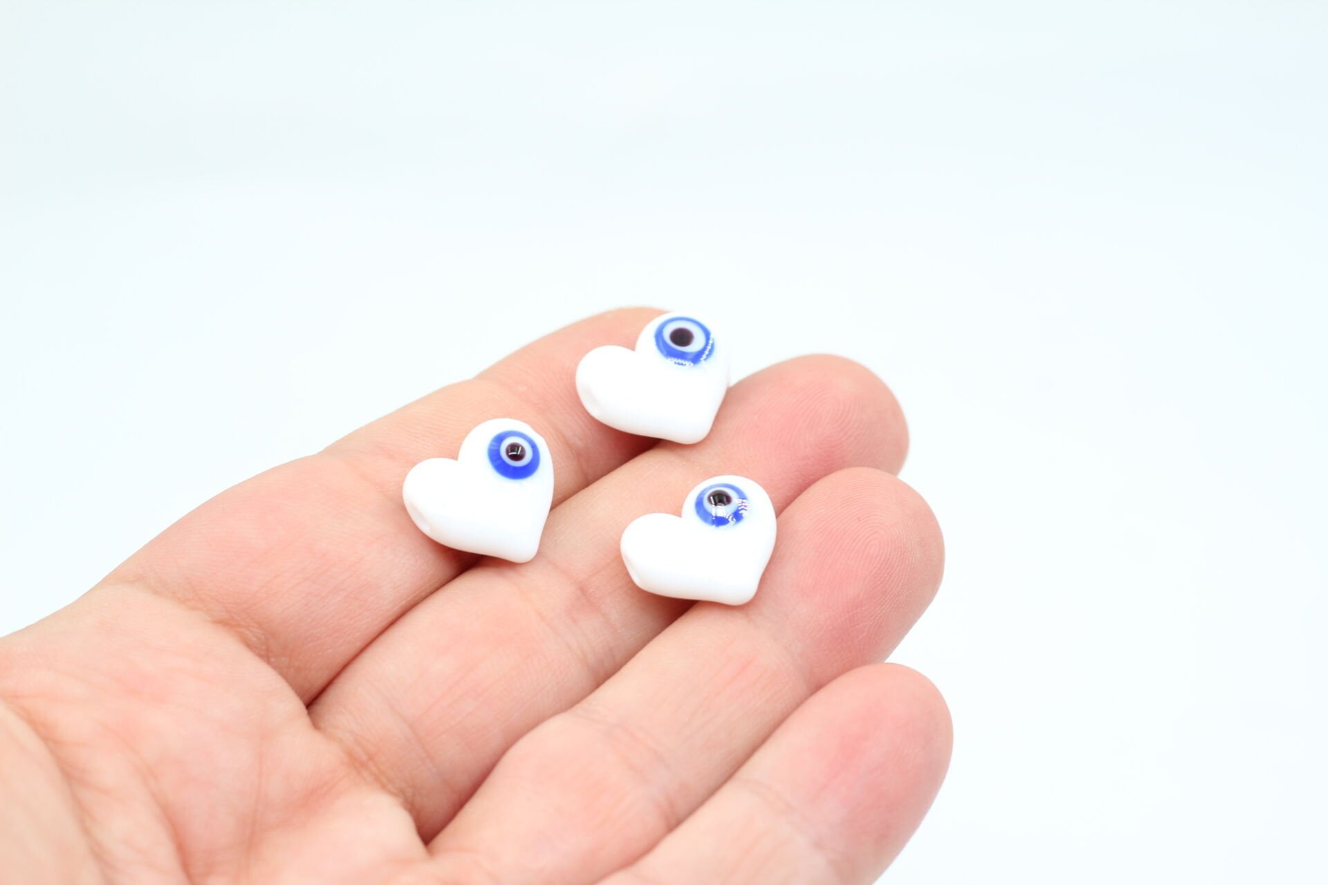 Beyaz Nazarlı Kalp Murano