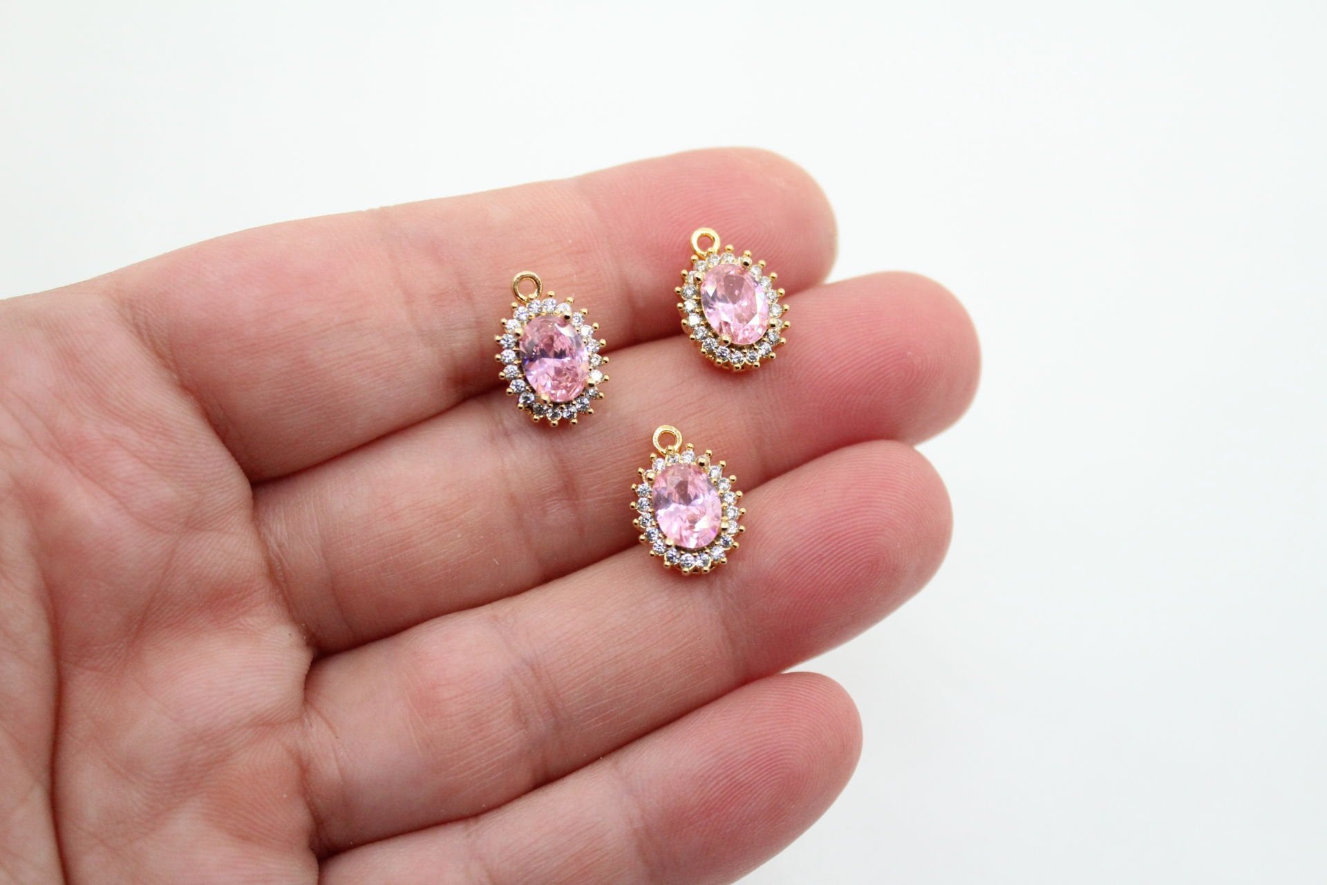 Altın Kaplama Küçük Oval Kafesli Pembe