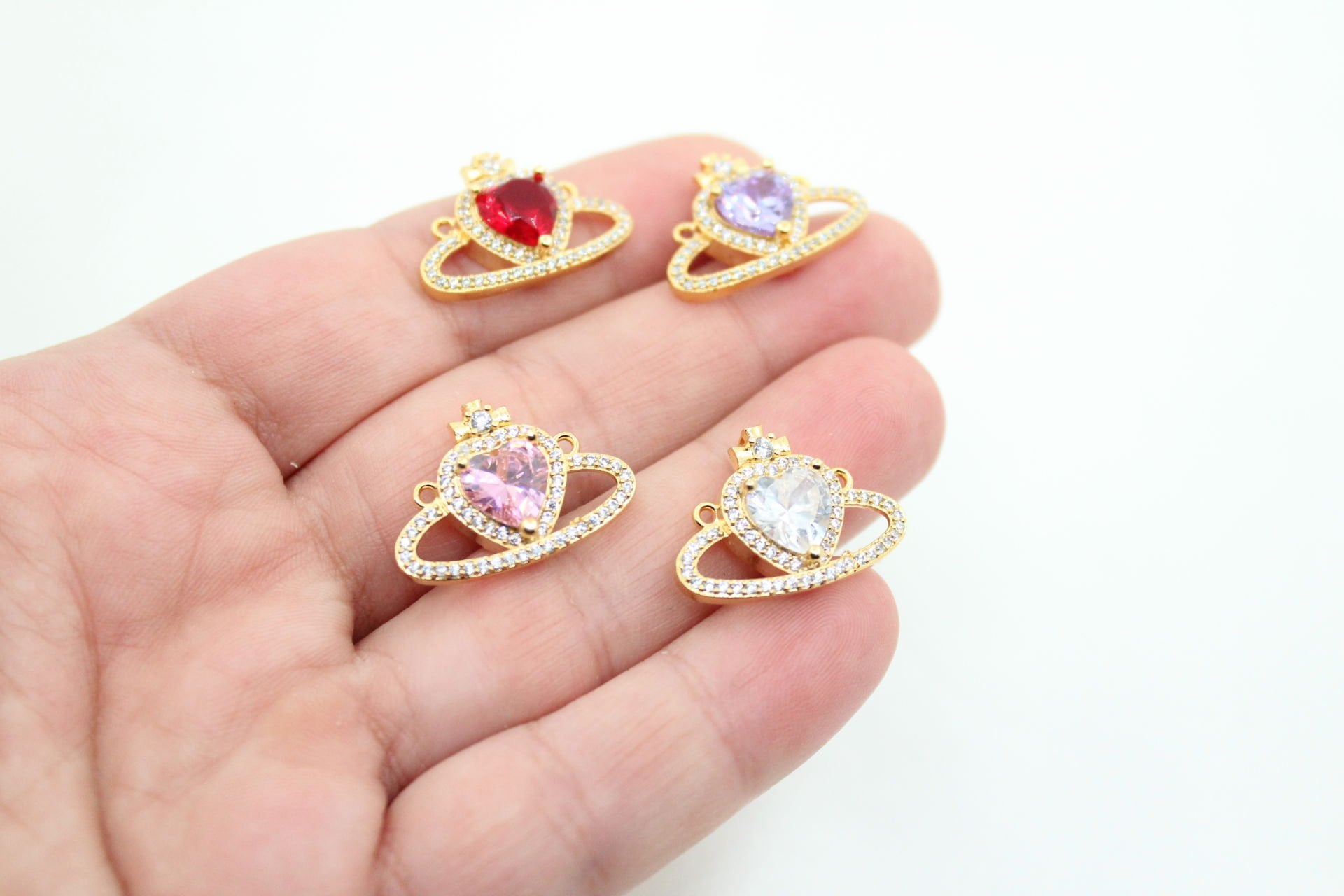 Altın Kaplama Gezegen Kalp Kolye Ucu