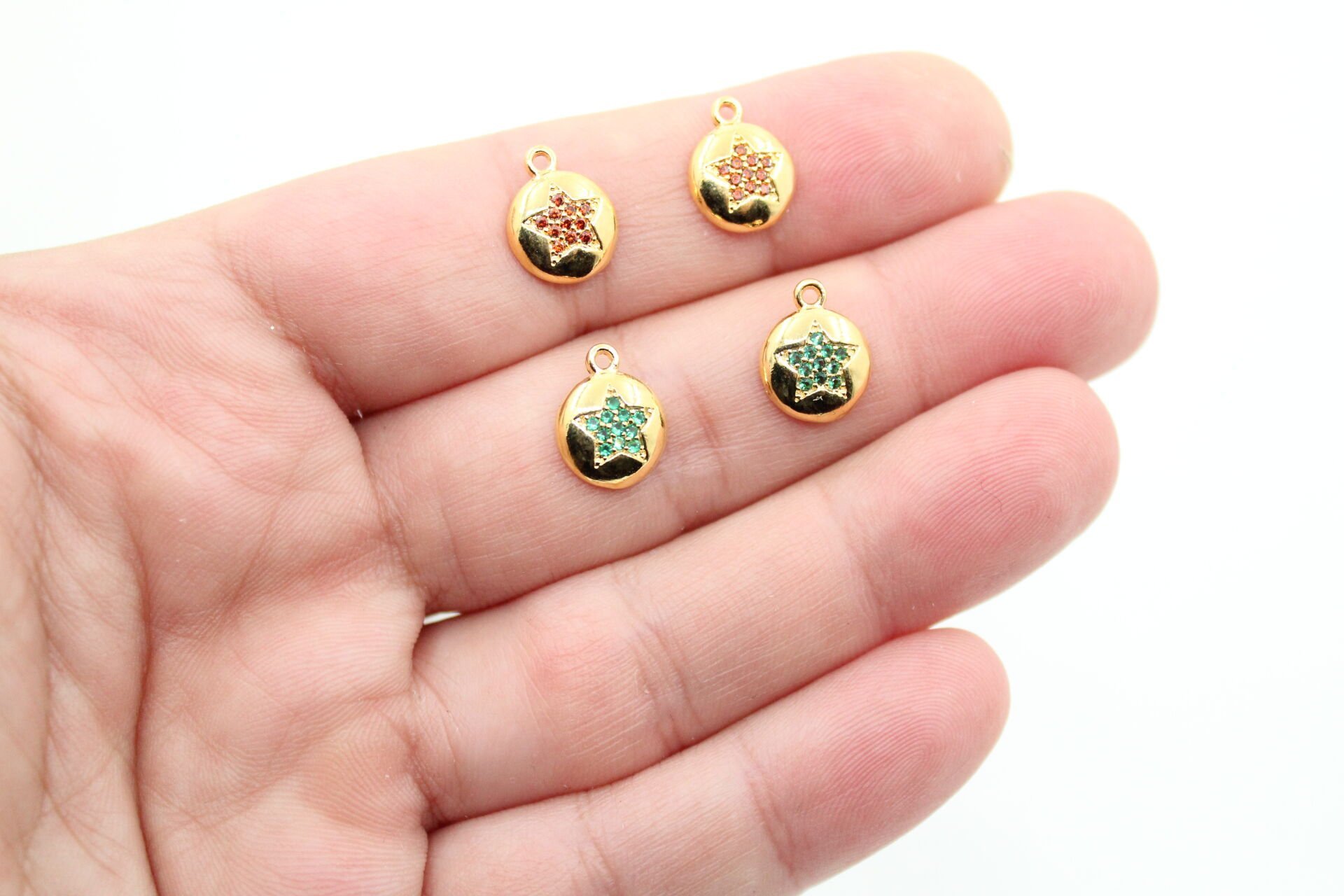 Altın Kaplama Yılbaşı Yuvarlak Renkli Yıldız