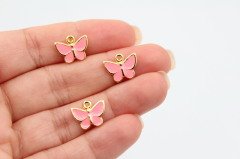 Altın Kap. Mineli Kelebek Neon Pembe