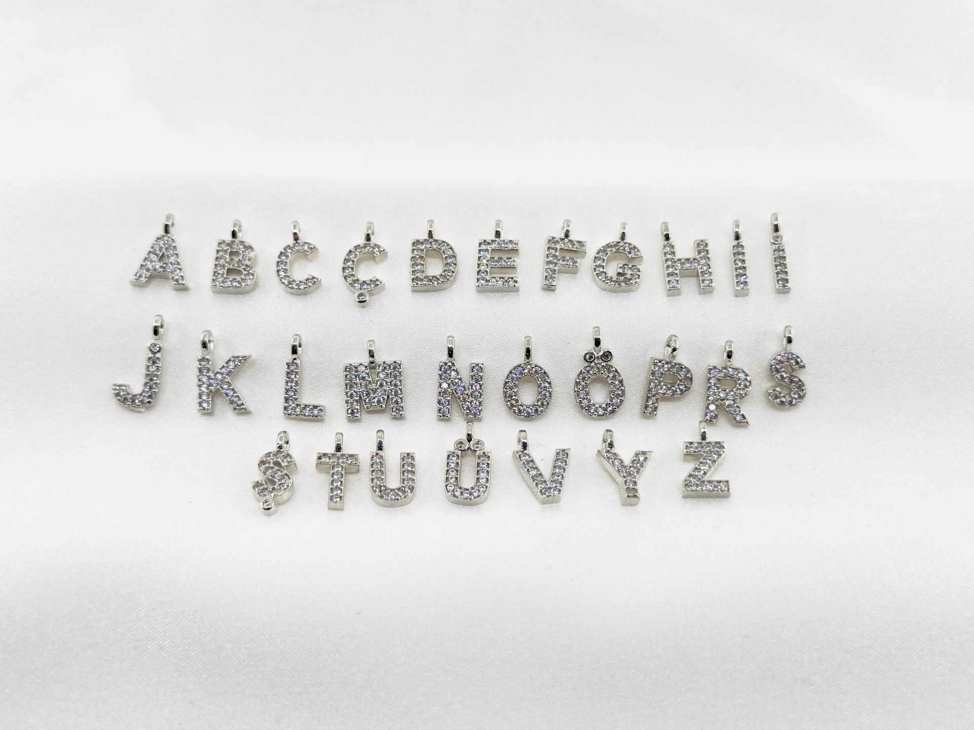 Rodyum Kaplama Zirkonlu Harf