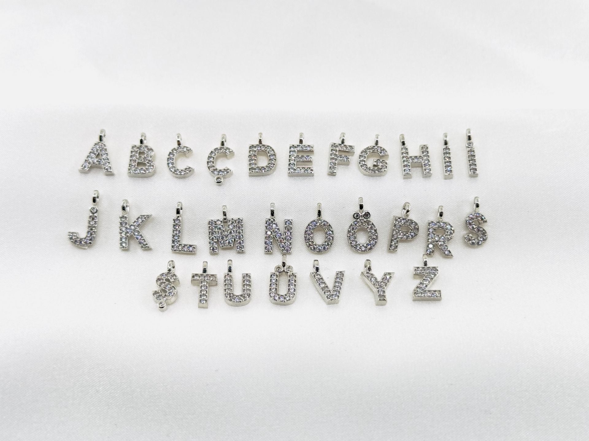 Rodyum Kaplama Zirkonlu Harf