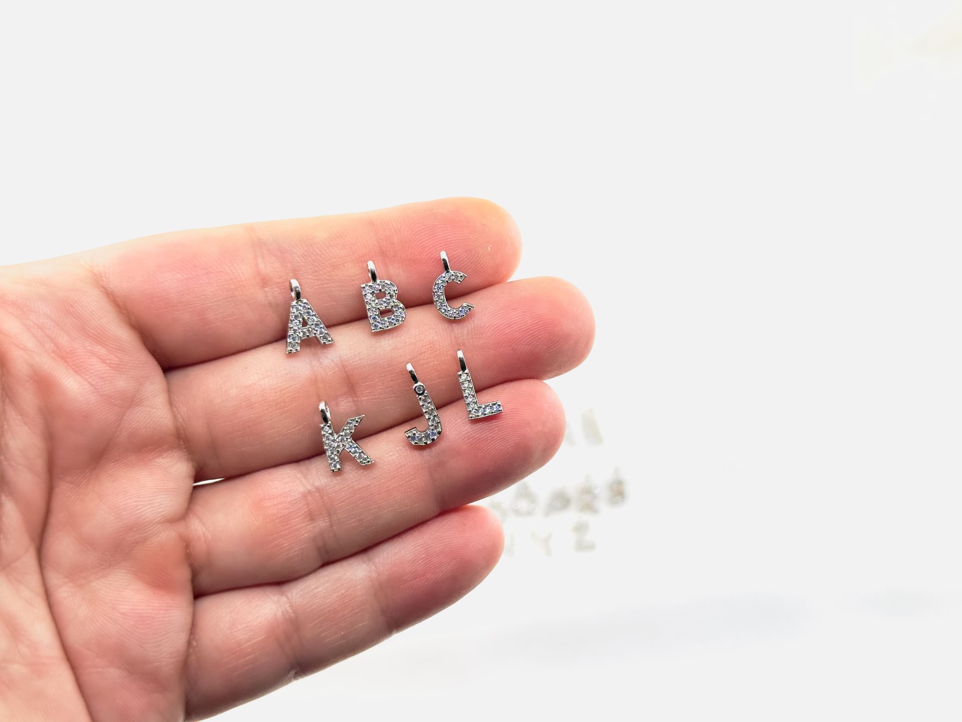 Rodyum Kaplama Zirkonlu Harf