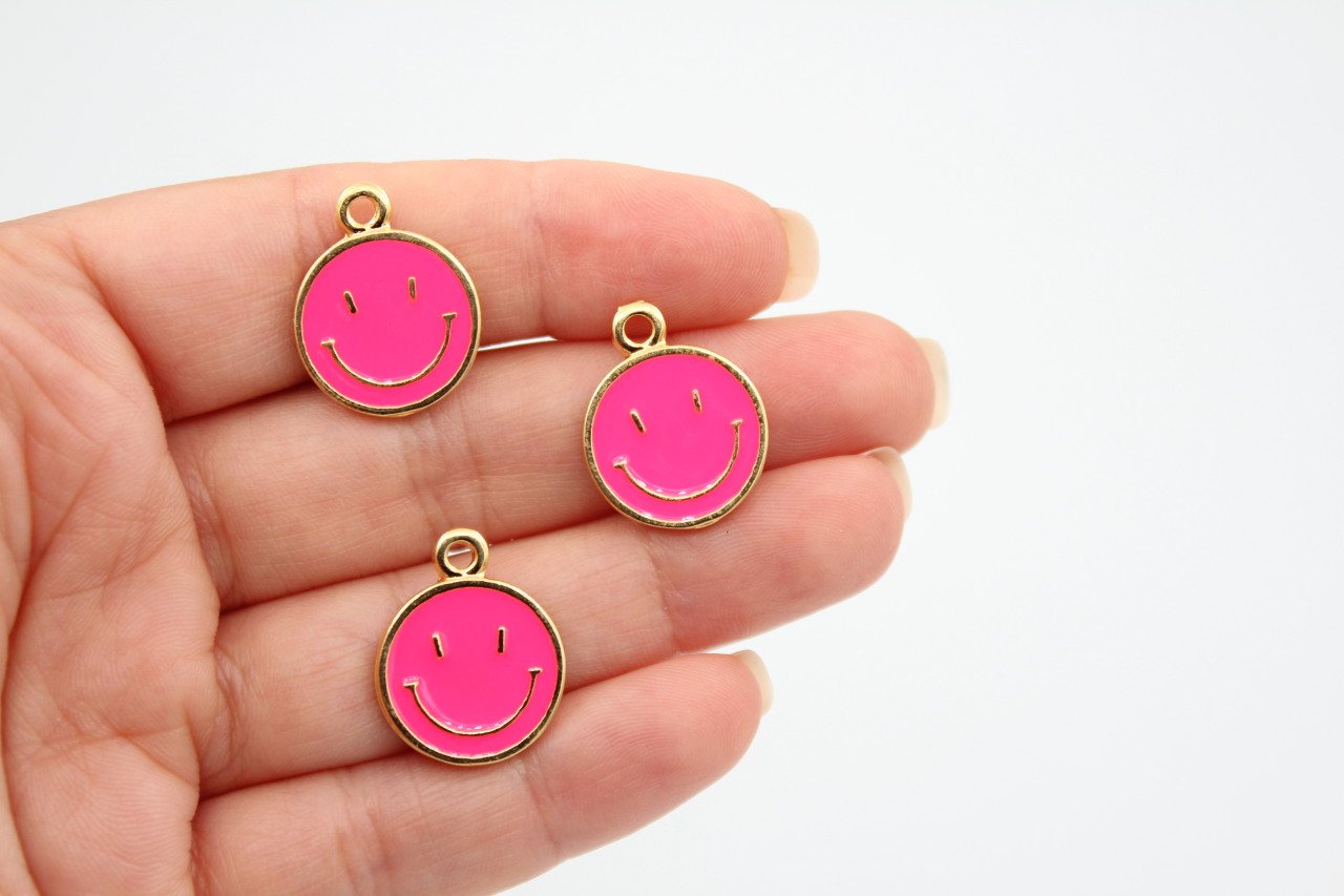 Altın Kap. Mineli Gülen Yüz Neon Pembe