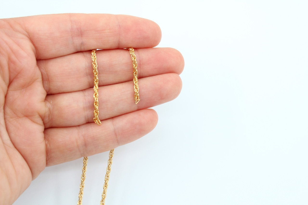 Altın Kap. İnce Çift Burgulu Zincir 1mt