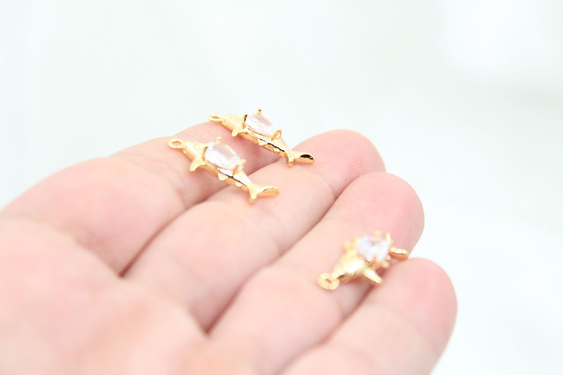 Altın Kaplama Damla Taşlı Küçük Balık