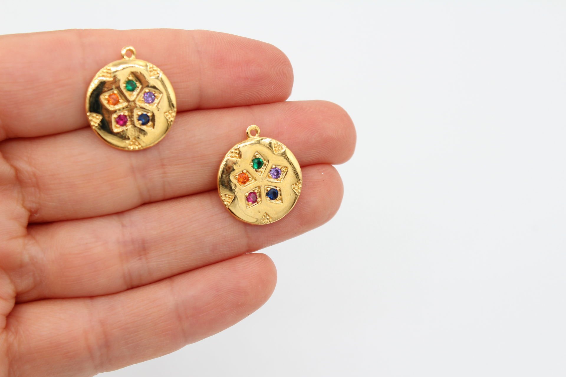 Altın Kaplama Yuvarlak 5 Taşlı Mix