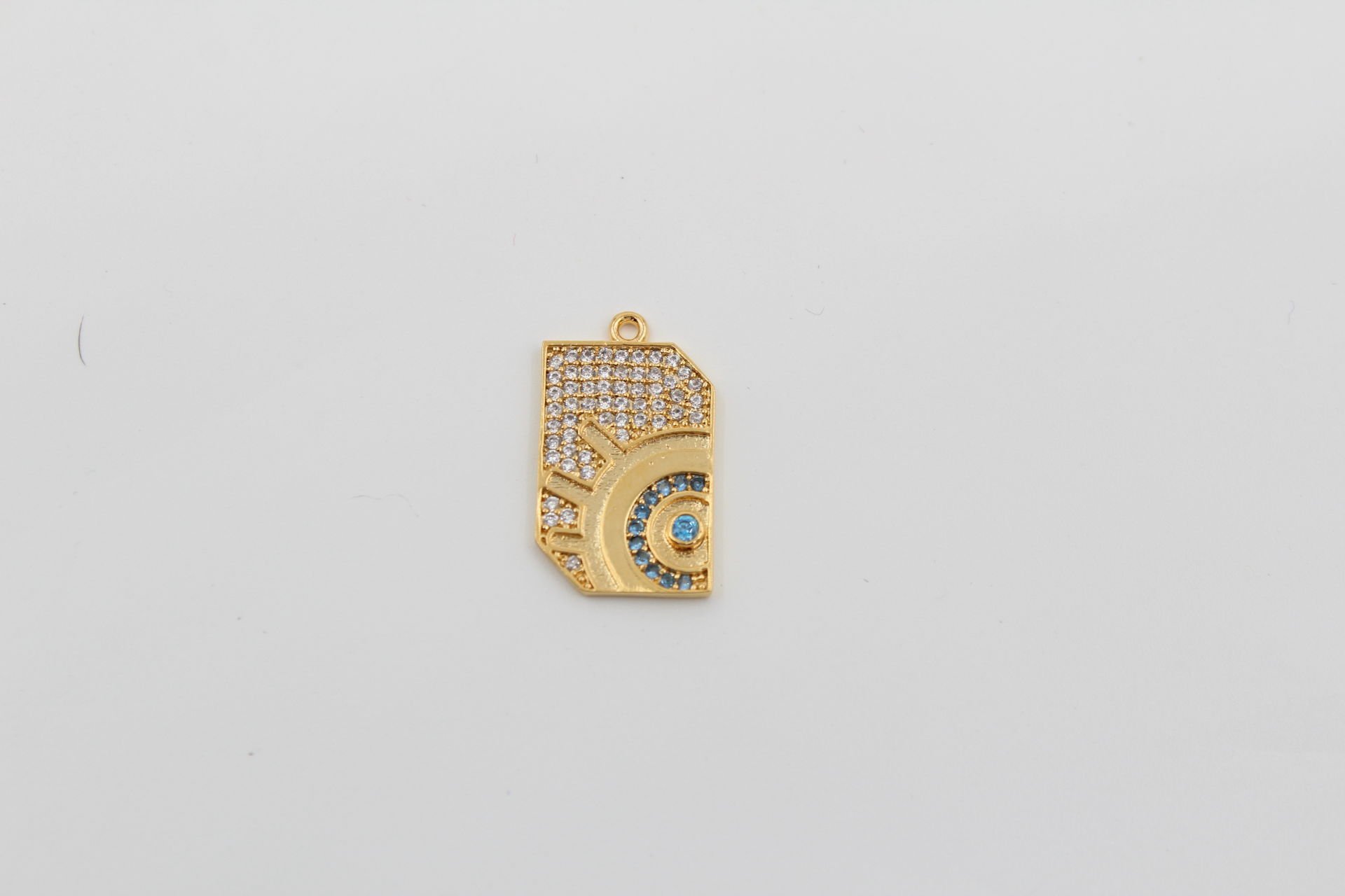 Altın Kaplama Mavi Zirkonlu Göz