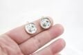 Çelik Taşlı Ay Güneş Kolye Ucu Sedef Mavi