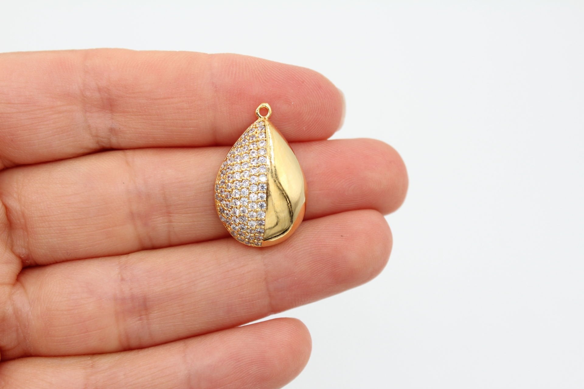 Altın Kaplama Zirkonlu Büyük Damla