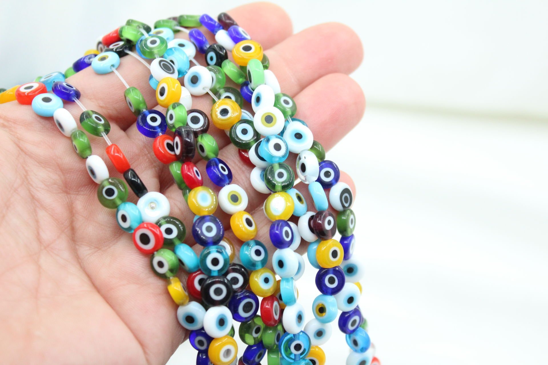 İpe Dizili 8mm Mix Cam Nazar