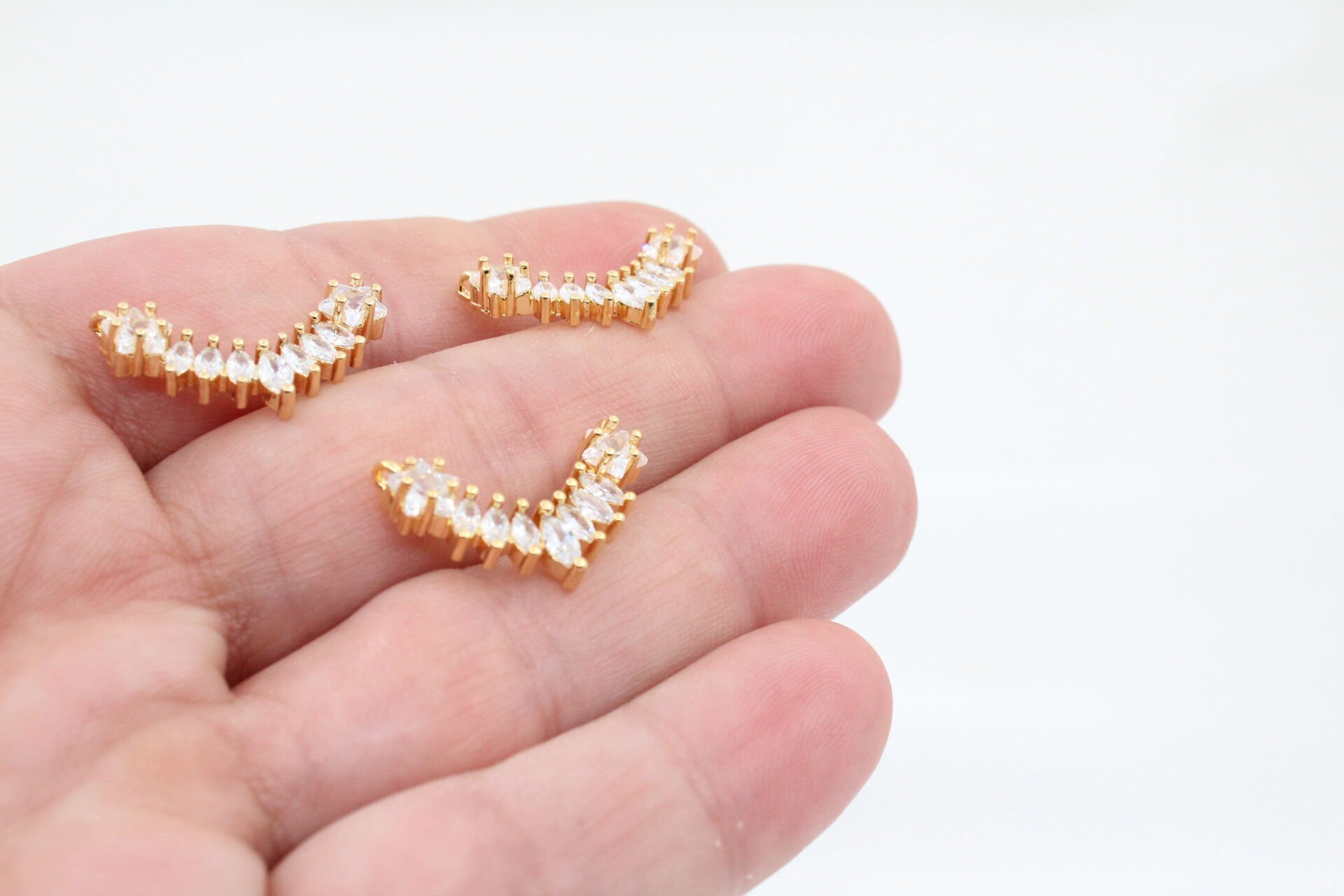 Altın Kaplama Yıldız Zirkonlu Çift Kulplu Kolye Ucu