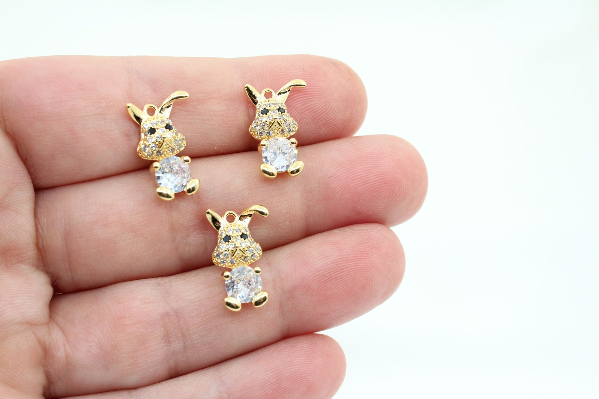 Altın Kaplama Zirkonlu Tavşan Kolye Ucu