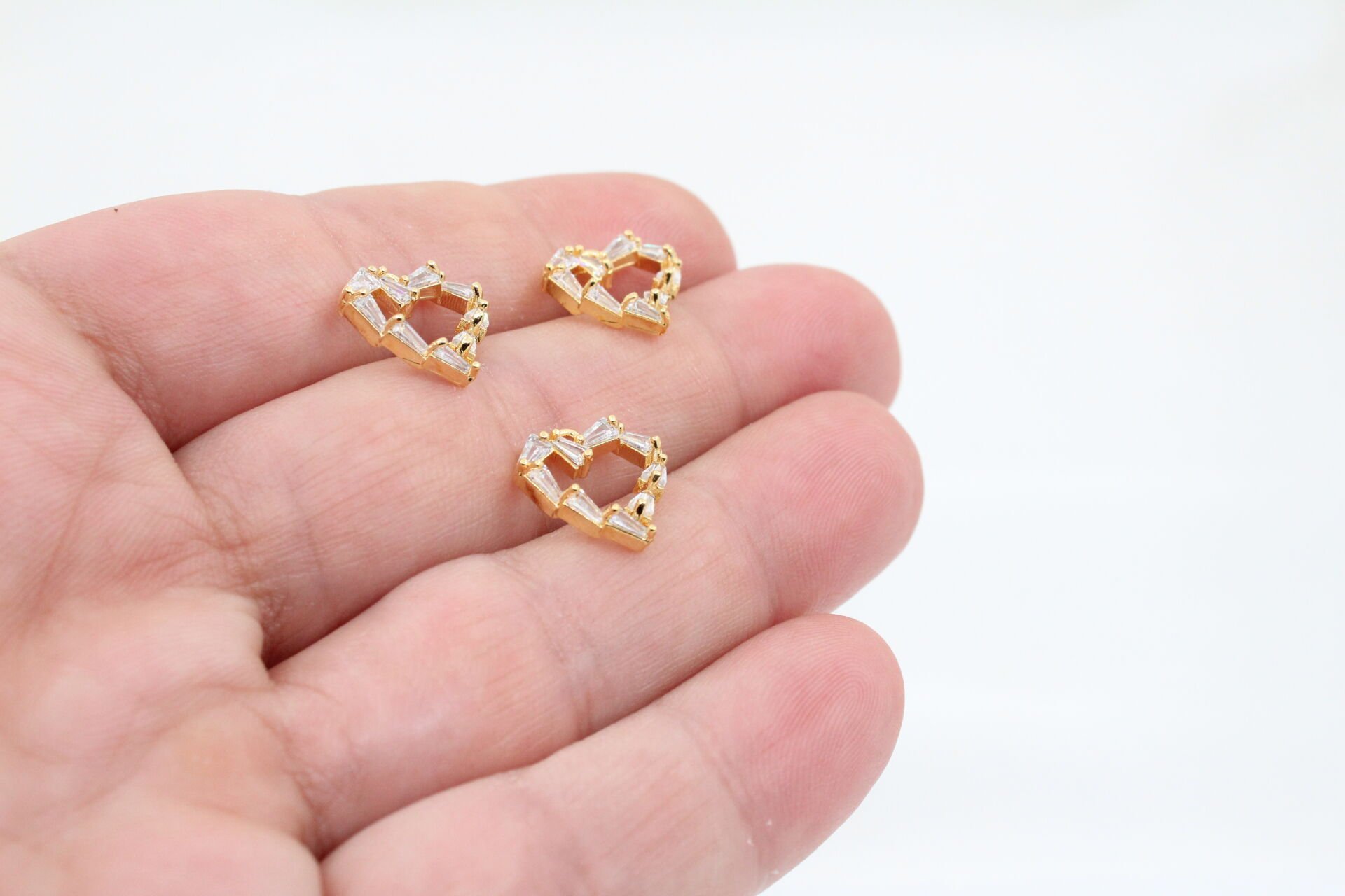 Altın Kaplama Baget Taşlı Küçük Kalp