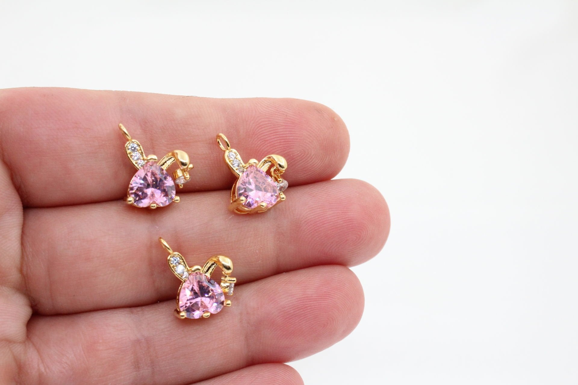 Altın Kaplama Kalp Zirkonlu Tavşan