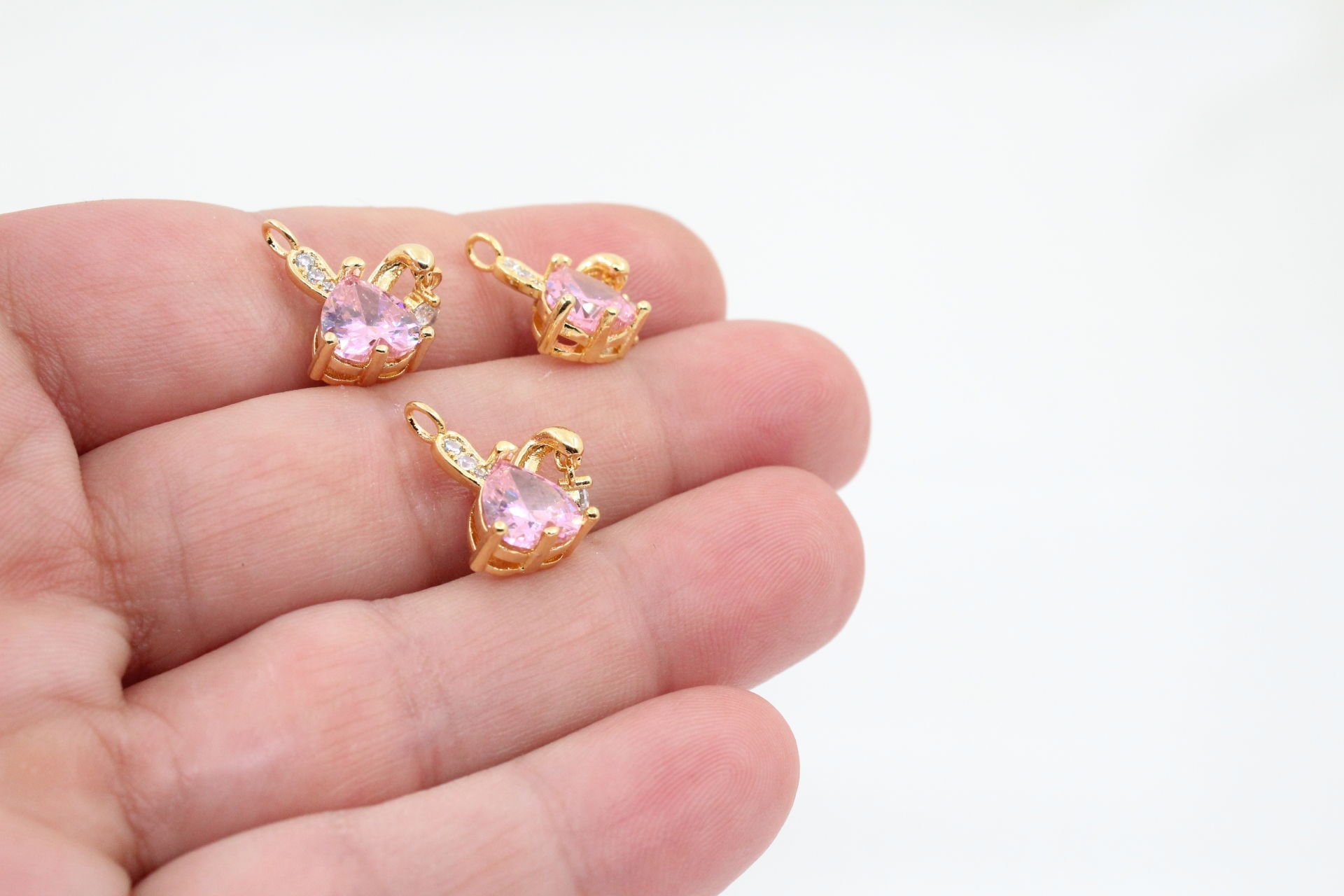 Altın Kaplama Kalp Zirkonlu Tavşan