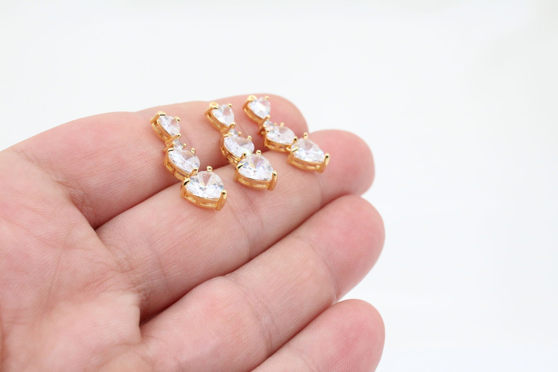 Altın Kaplama Üç Boy Sıralı Kalp