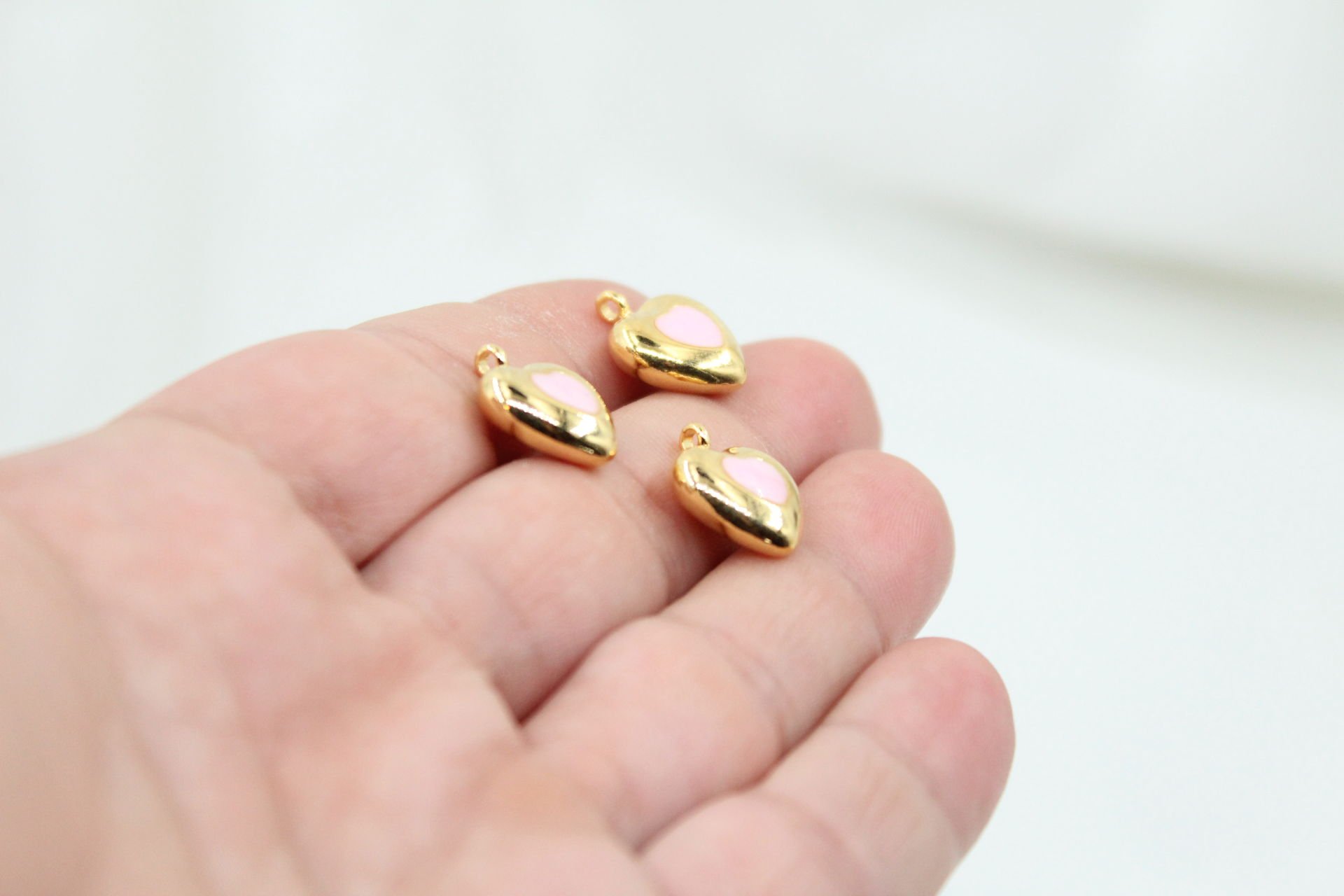 Altın Kaplama İçi Mineli Pembe Kalp