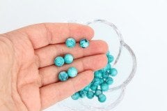 8mm Turkuaz Damarlı Boncuk 50gr
