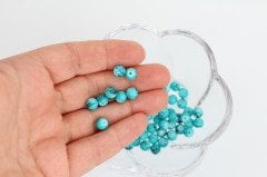 6mm Turkuaz Damarlı Boncuk 50gr