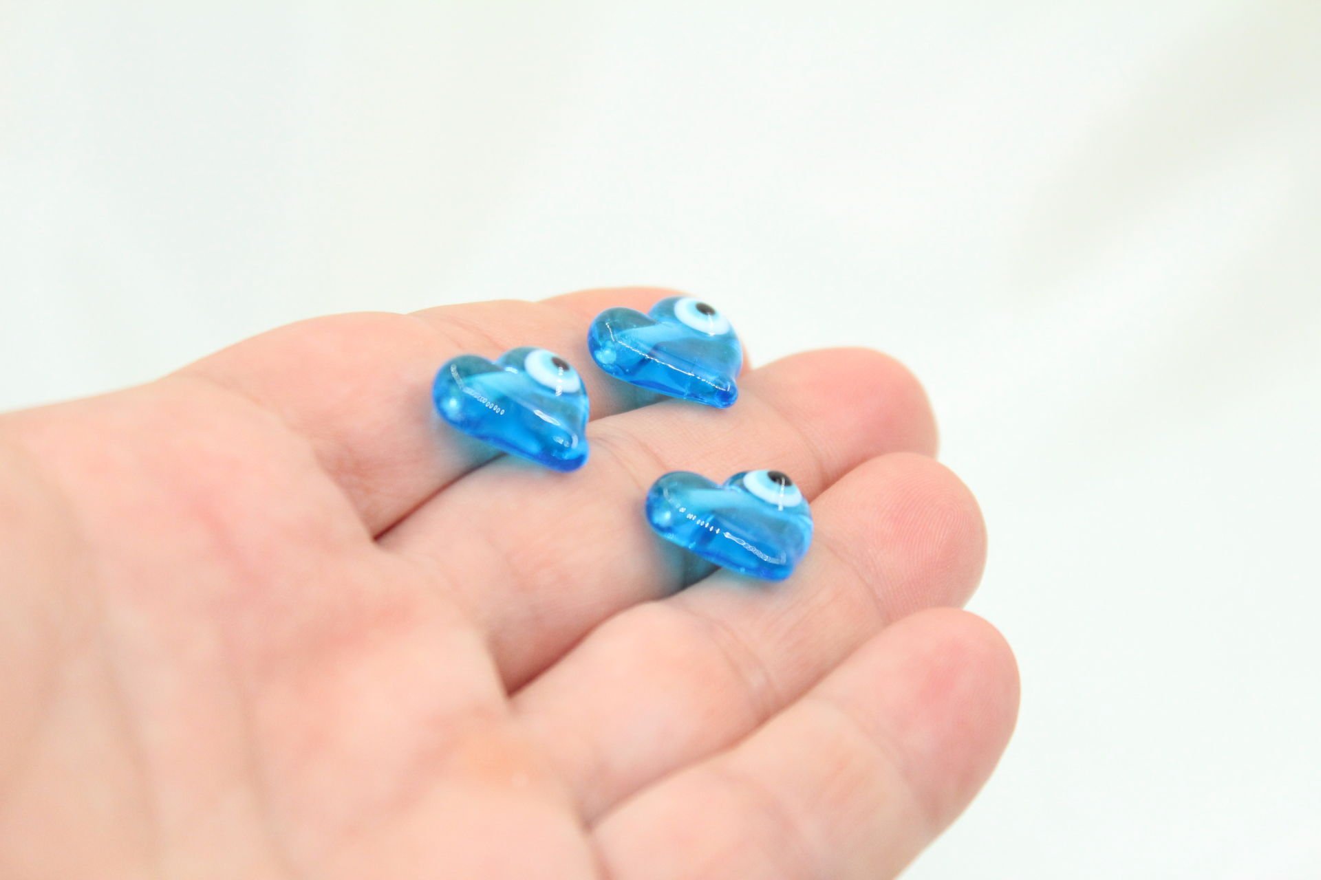 Şeffaf Mavi Nazar Kalp Murano