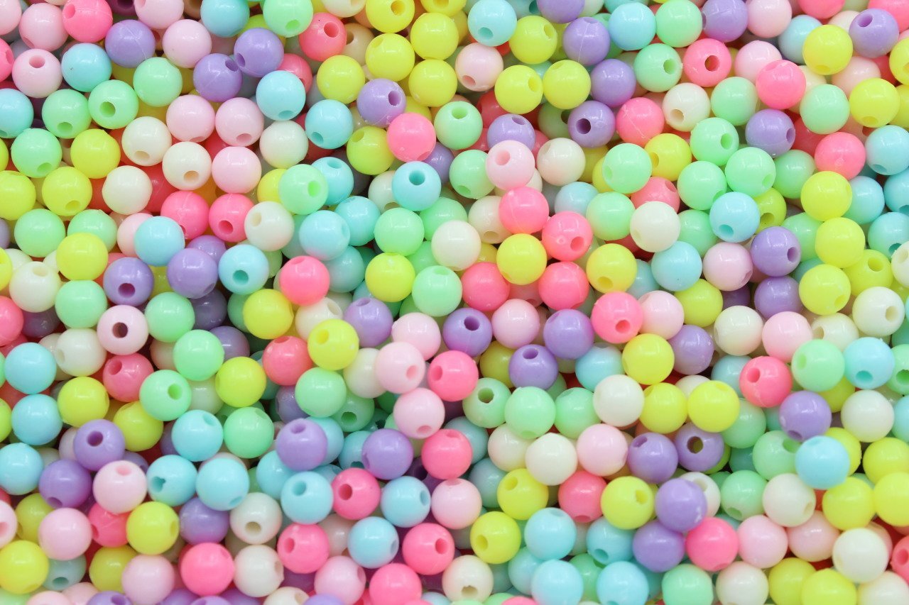 6mm Renkli Plastik Boncuk 10gr