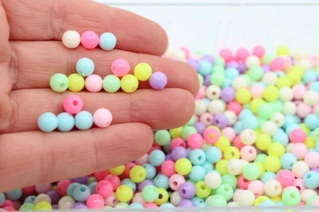 6mm Renkli Plastik Boncuk 10gr