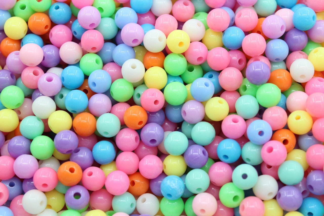 8mm Renkli Plastik Boncuk 10gr