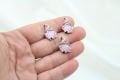 İthal Pembe Simli İstiridye Kolye Ucu Rodyum